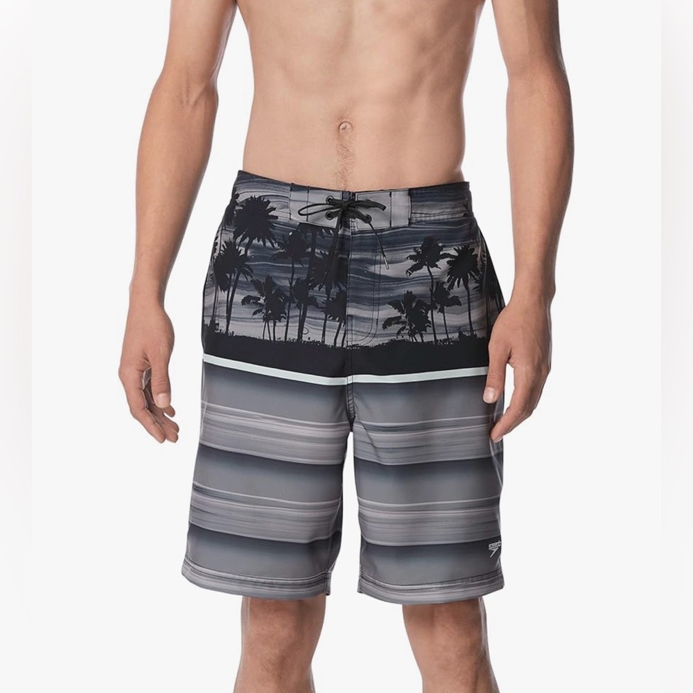 Speedo Swim Trunk Knee Length Boardshort Bondi Printed Oasis Anthracite Size XL